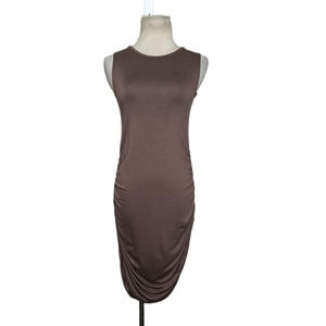 Antistar Brown sleeveless side ruched mini dress size S
